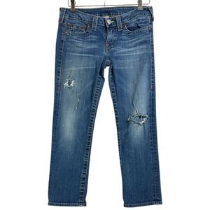 Vintage True Religion Womens Jeans Lizzy Buddha Ankle USA Distressed y2k sz 30